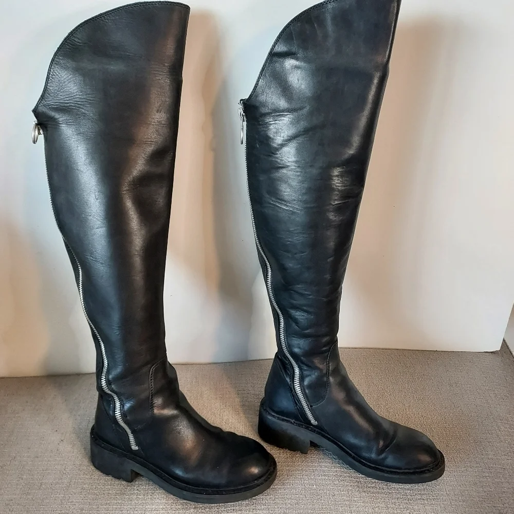 ASH Seven Leather Over The knee Zippered Boots-size 6